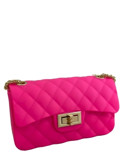 Fashion Jelly Quilted Neon Small Messenger Bag JP067NPP NEON PINK
